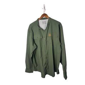 BASSDASH Outdoor Fishing Long Sleeve Green Shirt Size 2XL Camping Hiking Pockets